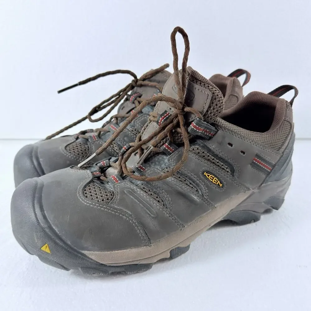 KEEN Utility Lansing Mens Low Steel Toe Work Shoes Size 11.5E Brown Hiking Clean
